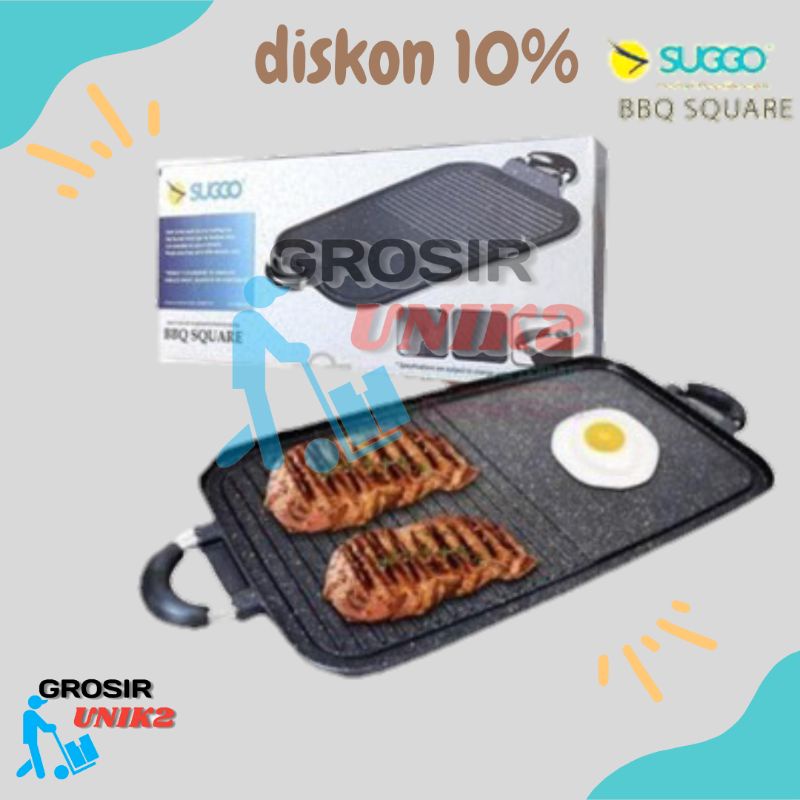 SUGGO Multi Grill Pan BBQ Square Alat Panggang / Panggangan Serbaguna Anti Lengket