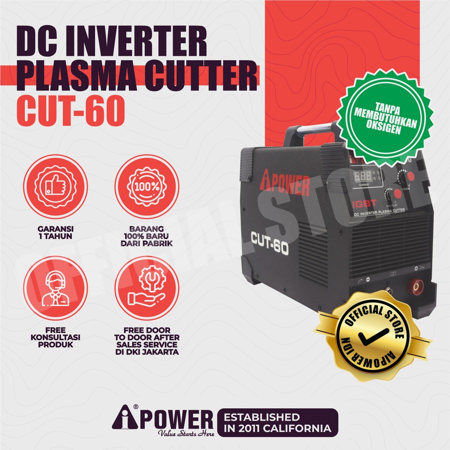 MESIN LAS PEMOTONG PLASMA CUT-60 PLASMA CUTTER 60 AIPOWER DC INTERVER