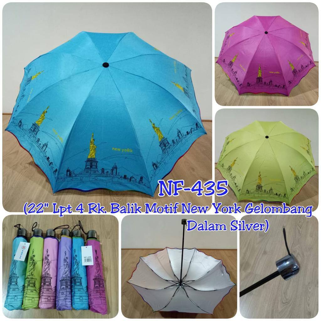 RAJAKARTA PAYUNG LIPAT 3 NEW YORK DALAM SILVER GELOMBANG NF435