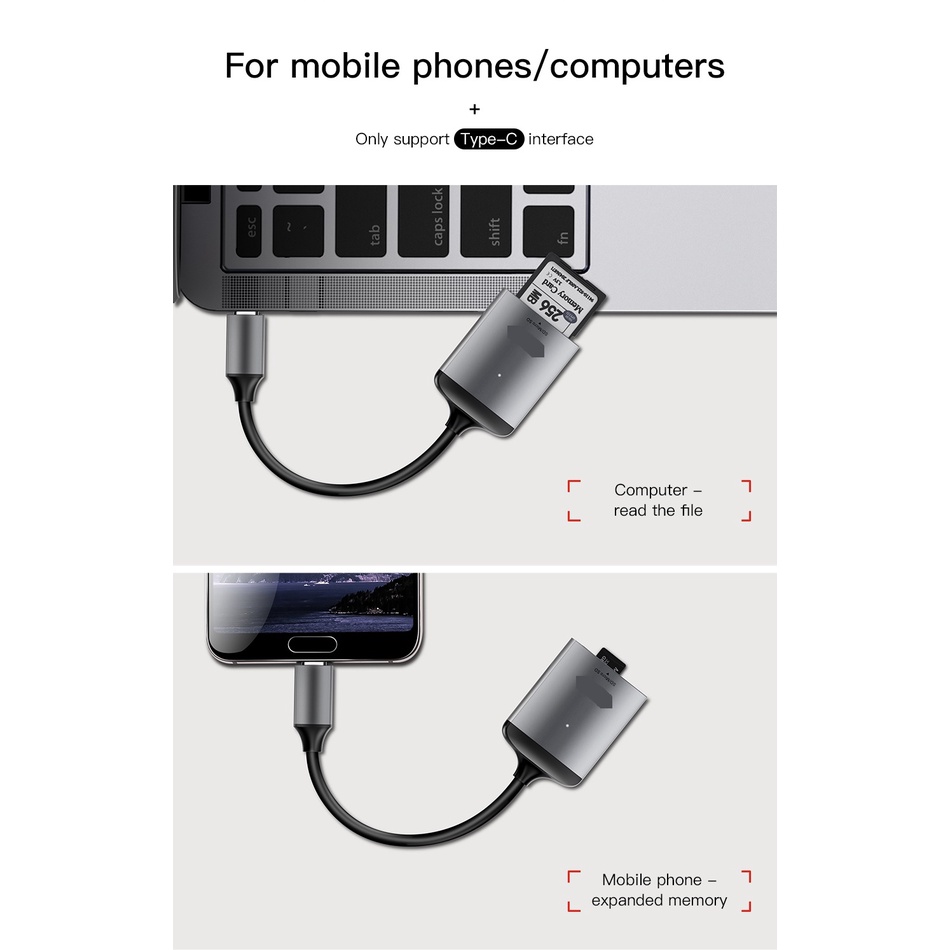 Card Reader Type C ke kartu memori SD dan kartu memori Micro SD P0G CAHUB