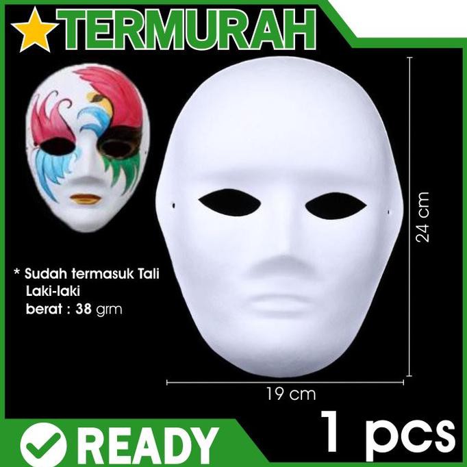 Topeng Lukis Wajah Polos Putih Wanita Pria Perempuan Laki Laki - WAJAH PRIA PRODUK TERBATAS