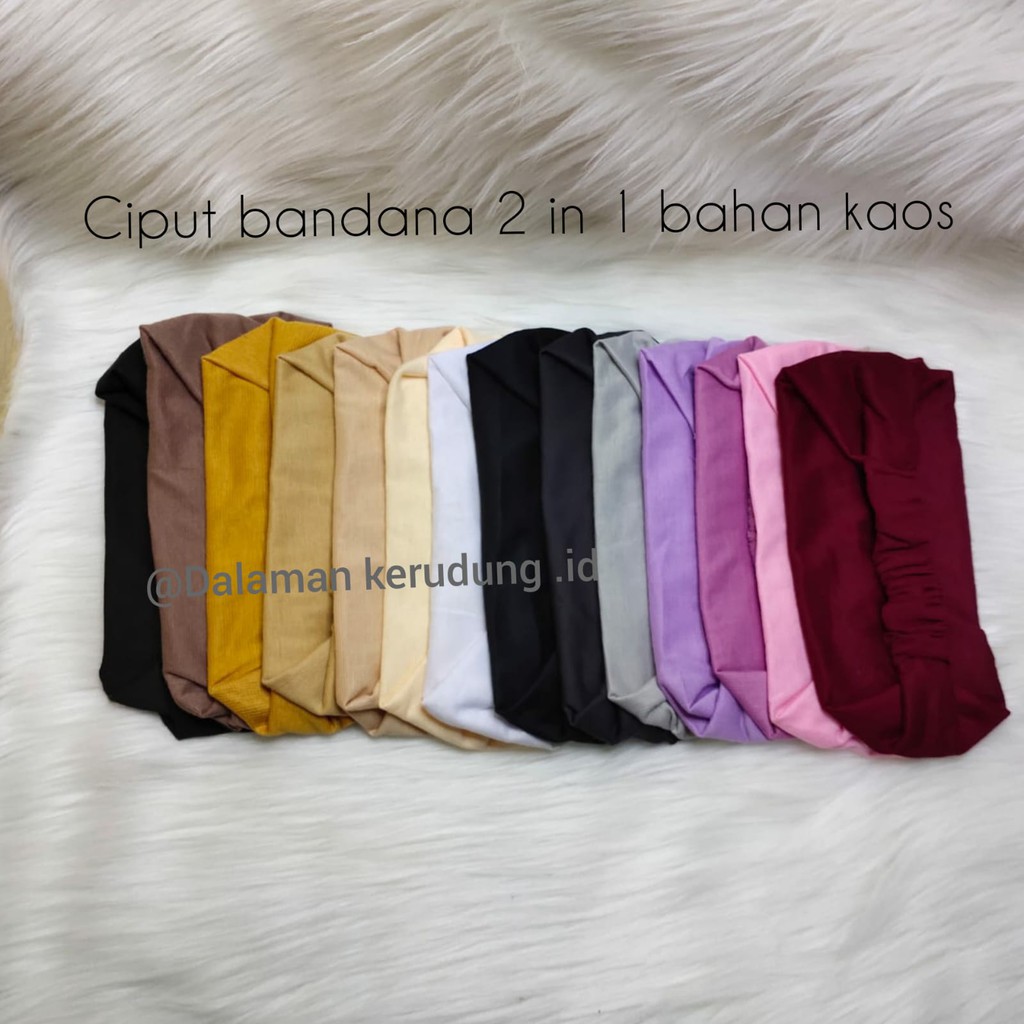 bandana 2 in 1 , ciput bandana kaos premium, bandana anti ribet