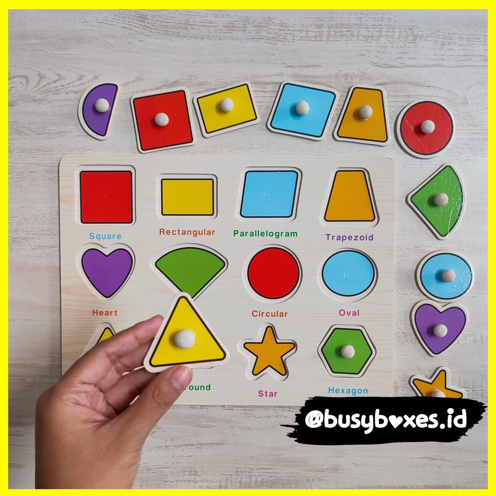 [busyboxes.id] Mainan Edukasi anak 2 tahun Puzzle Bentuk Dasar Kayu Wooden Toys Puzzle Geometri puzzle kayu