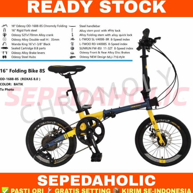 Sepeda Lipat 16 Inch ODESSY ROXAS 8.0 Chromoly 8 Speed