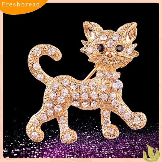 [ TERLARIS]Women's Fashion Shining Rhinestone Brooch Cool Cat Pattern Decor Jewelry Gift