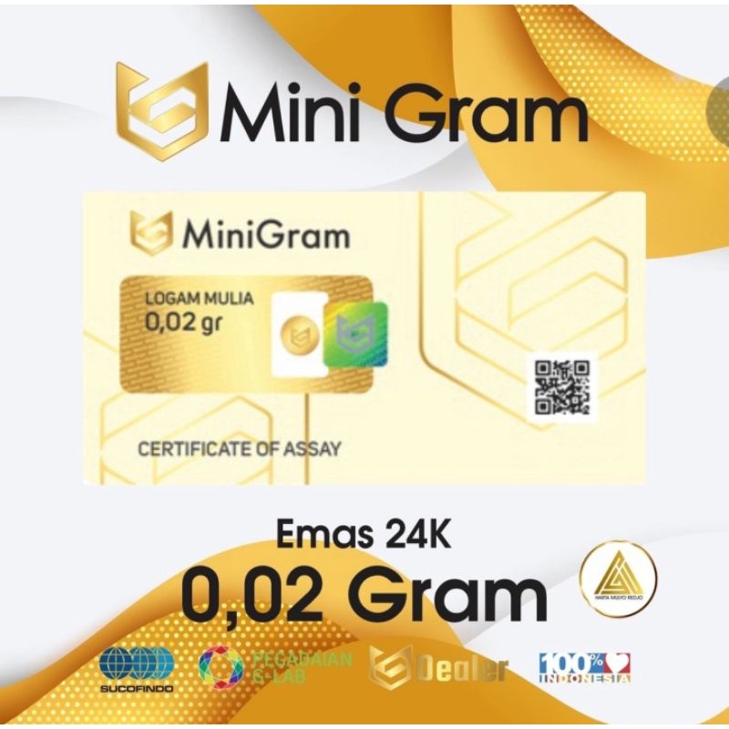 Minigram Ukuran 0,02 Emas 24 Karat Asli Logam Mulia Emas Mini Kemasan Original