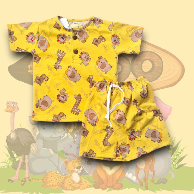 Set Kiano DINO GAJAH SERIES 1-6/7 Tahun Setelan Anak Laki laki Babyterry Motif Dino GAJAH