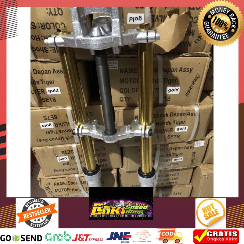 SHOCK ASSY SHOCK DEPAN SET NINJA R AS GOLD/CROME PNP CB GL MP TIGER MERK MOZ MOS