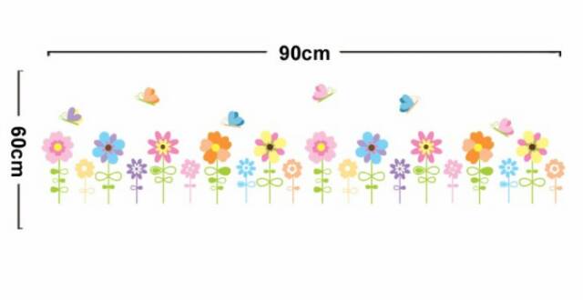 RELIZA WALL STICKER / STIKER DINDING BUNGA BUTTERFLY COLOUR FLOWERS JM8274