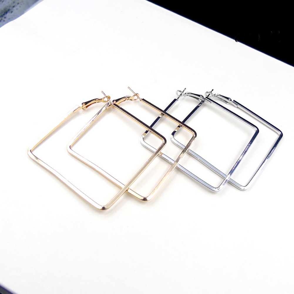 OW@ Fashion Women Hollow Square Dangle Statement Huggie Earrings Party Jewelry Gift