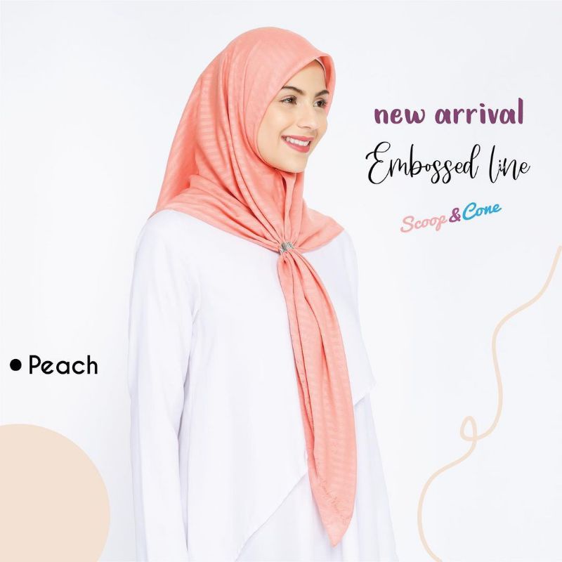 Hijab Monel Embossed Line / Scarf Segi Empat ScoopandCone