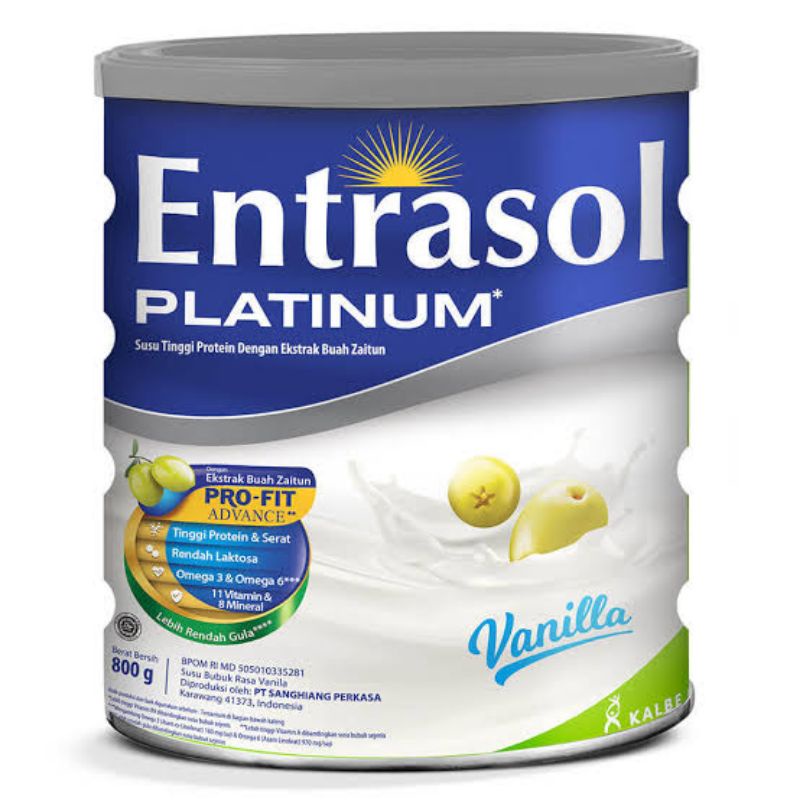 Entasol Platinum Vanilla 800g / Susu Lanjut Usia / Susu Entrasol