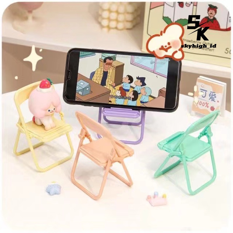 【AC013】Skyhigh Folding Holder Miniatur Kursi Stand Holder HP/Varian Kursi Lipat/Untuk Dekor Packing Plastik