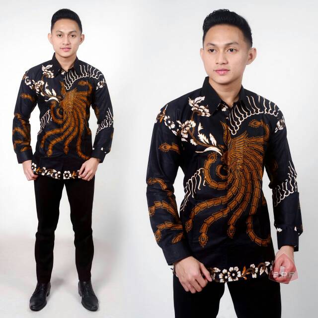 Kemeja batik pria kombinasi putih solo pekalongan alisan