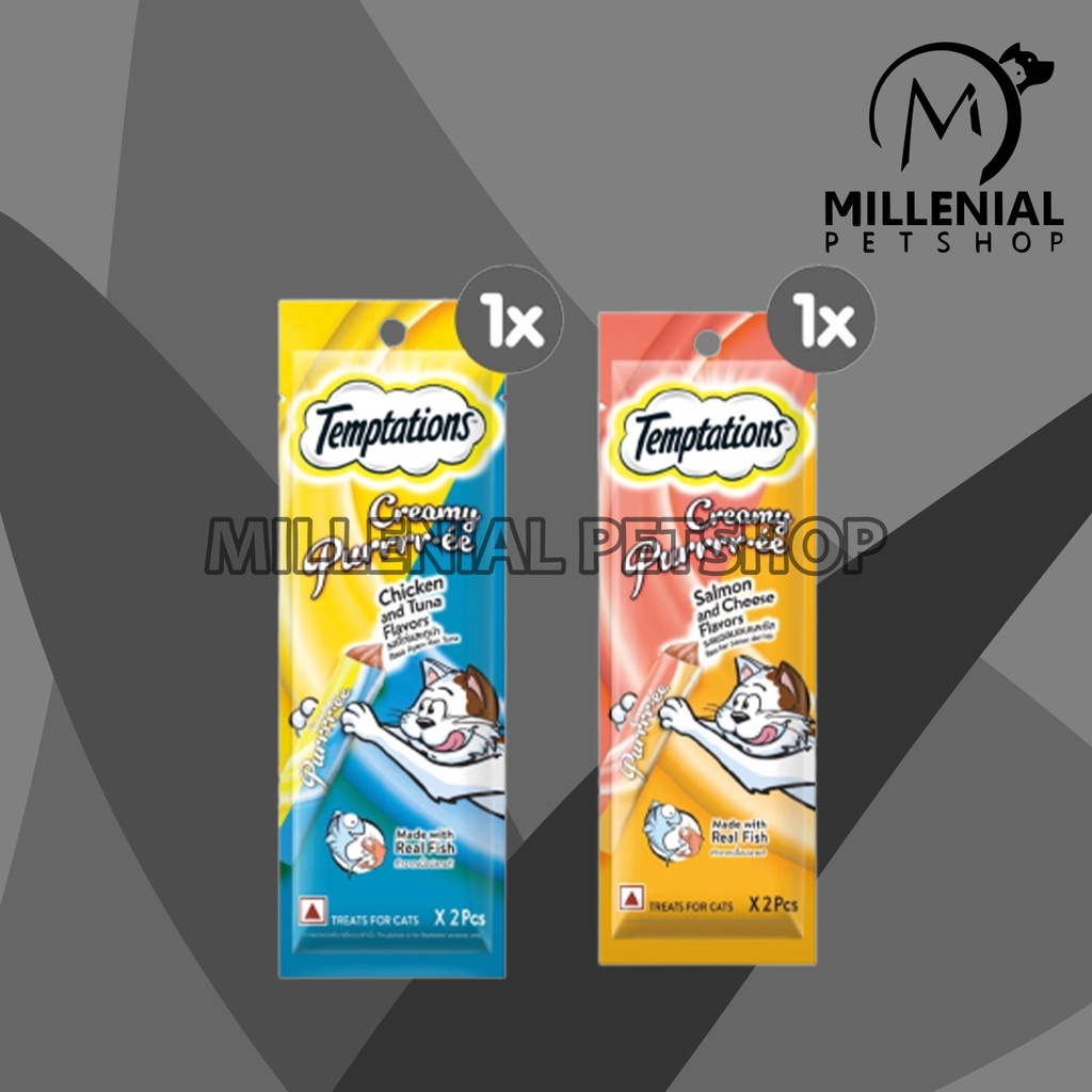 Snack Cemilan temptation creamy makanan kucing ( isi 12GR x2 )