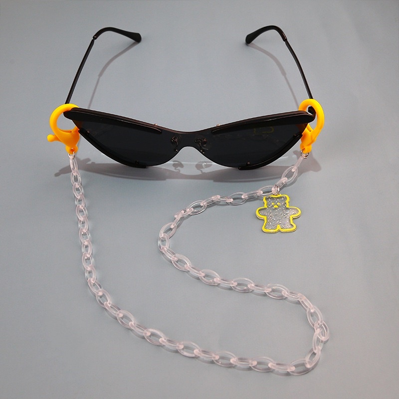 Chain Kalung Masker Transparan Bear with Colorful Lobster scalp (MASK STRAP)