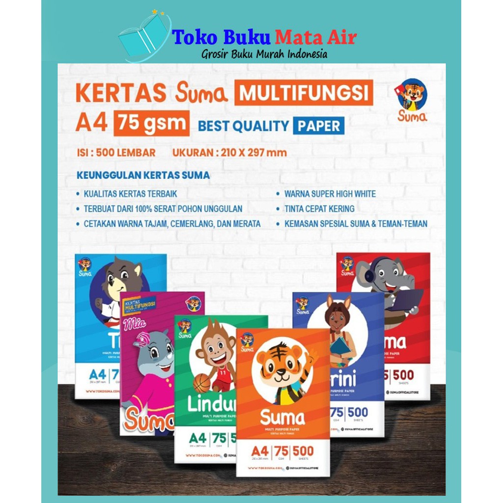 

[PER PACK] KERTAS HVS A4 75 GSM SUMA BEST QUALITY PAPER