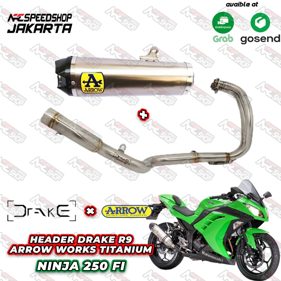 Knalpot Arrow Works Ninja 250fi / Z250 Titanium Fullsystem