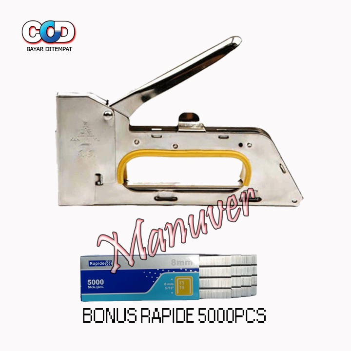 STAPLES TEMBAK BANNER STAPLE GUN TACKER BONUS Isi Stepler (5000pcs)