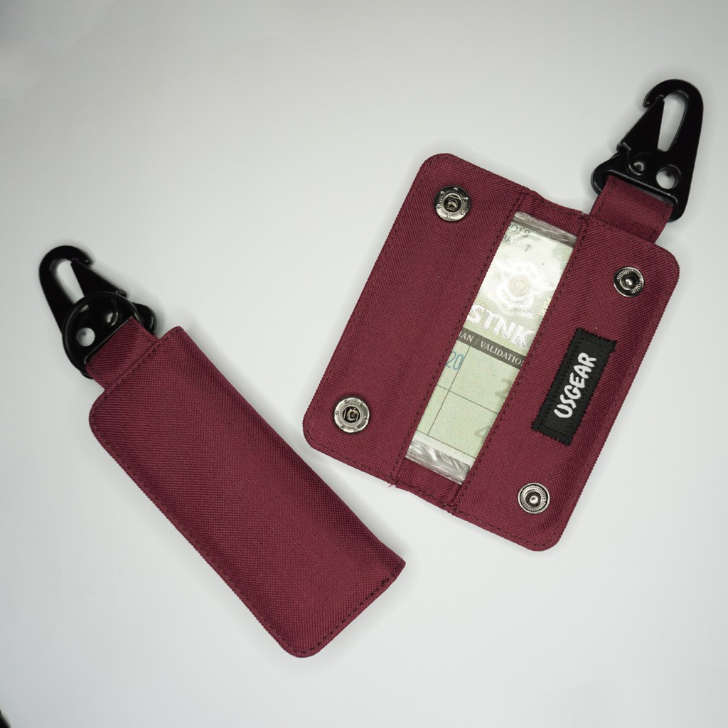 Gantungan Kunci Mobil Motor Carabiner Dompet STNK Slim Warna Maroon - UGCB0014