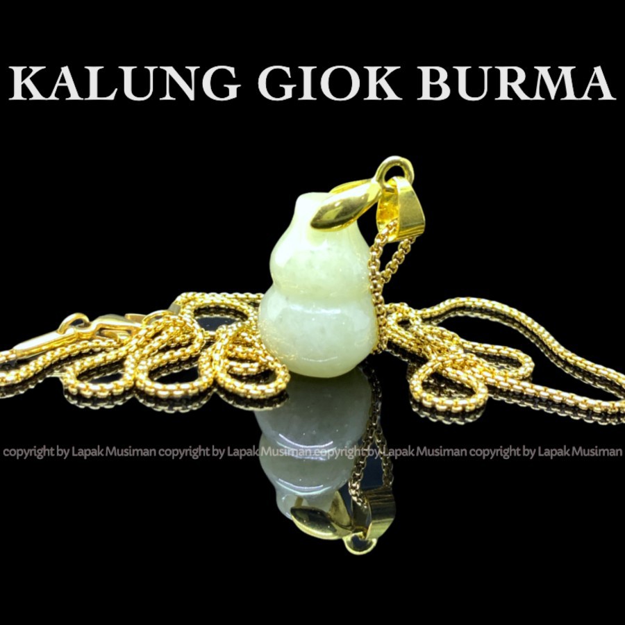 [Bayar di Tempat] Kalung Gold Pria Wanita Batu Giok Burma Bahan Titanium Anti Karat