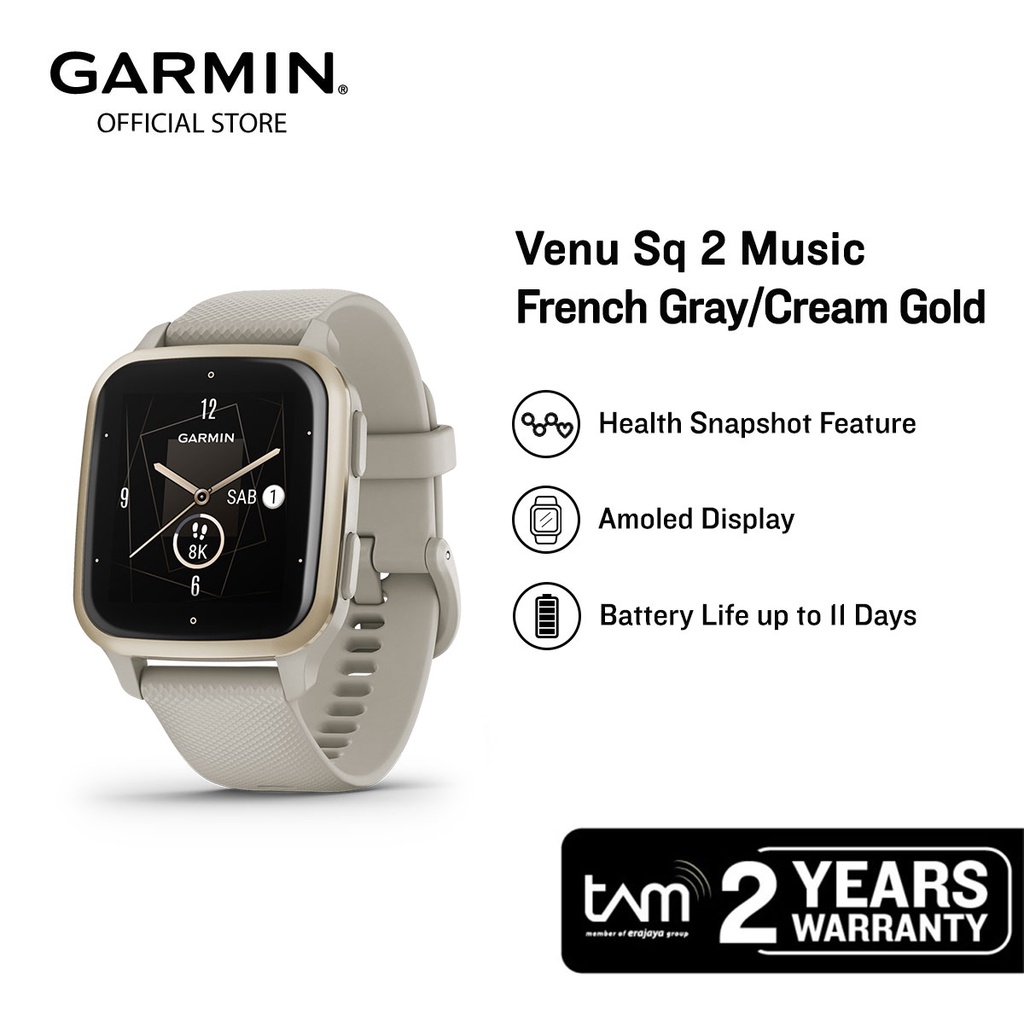 Garmin Venu Sq 2 Music - French Gray/Cream Gold