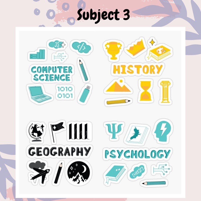 (TIDAK BISA CUSTOM) Sticker School Subject / Stiker mata pelajaran aesthetic