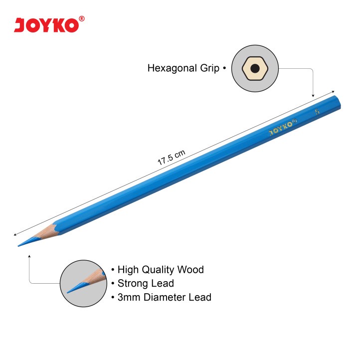 

WARNAPENSIL- JOYKO PENSIL WARNA SUPERIOR QUALITY COLOR PENCILS HEXAGONALGRIP - 12WARNA CP-100