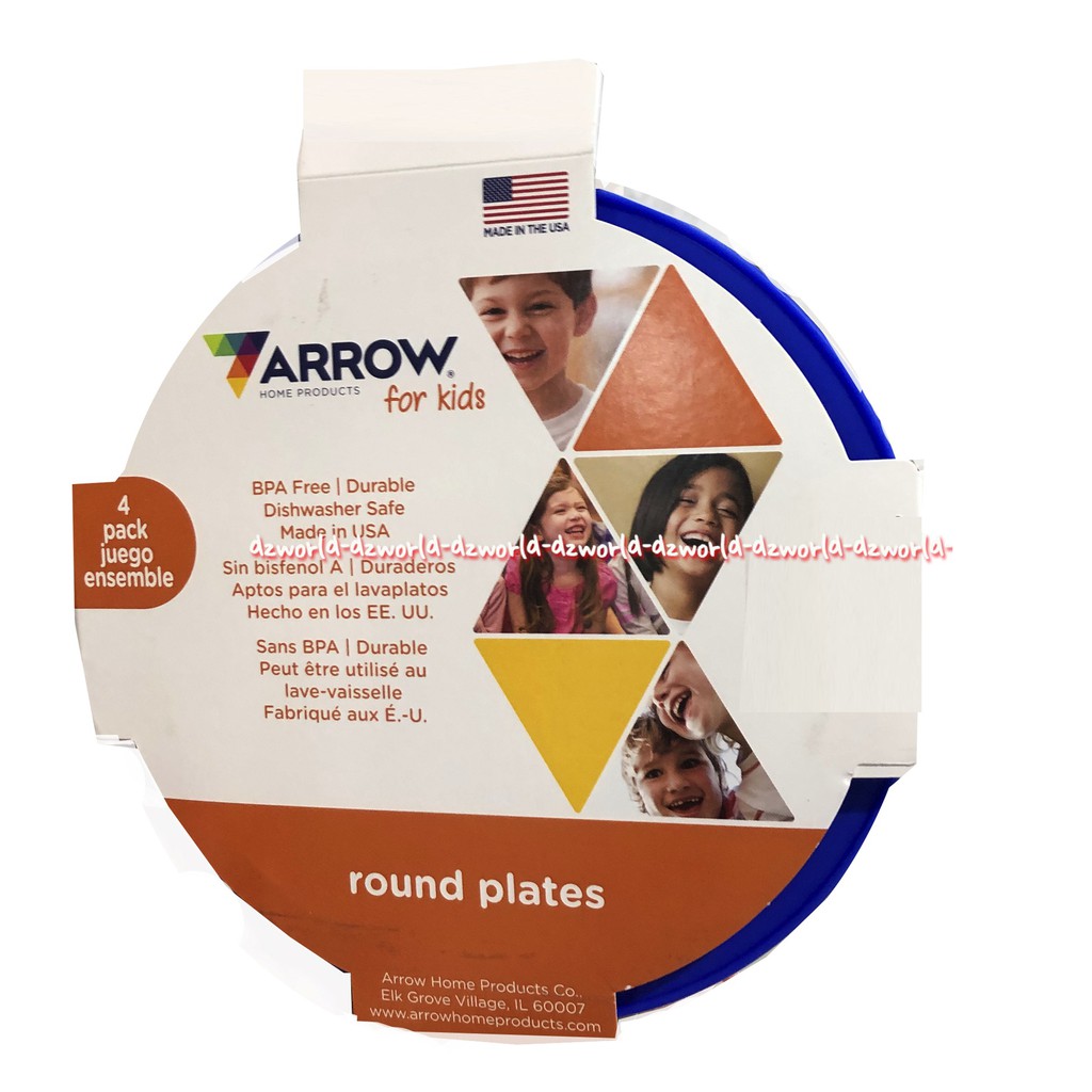 Arrow For Kids Round Plate 4pcs Bpa Free Piring Makan Plastik Anak Anak Arow