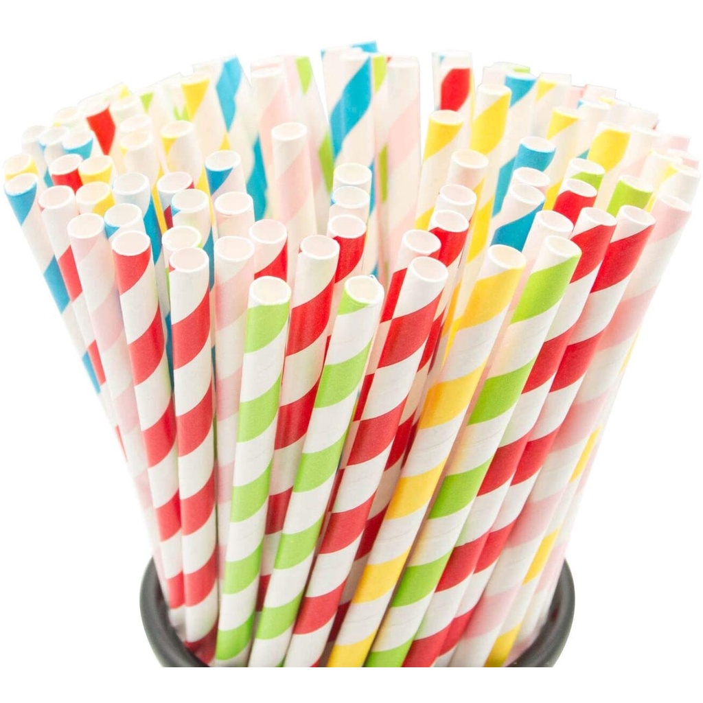 25 Pcs Sedotan Kertas Warna/i Motif Astor dan Full Color ~ Paper Straw ~ Party Straw