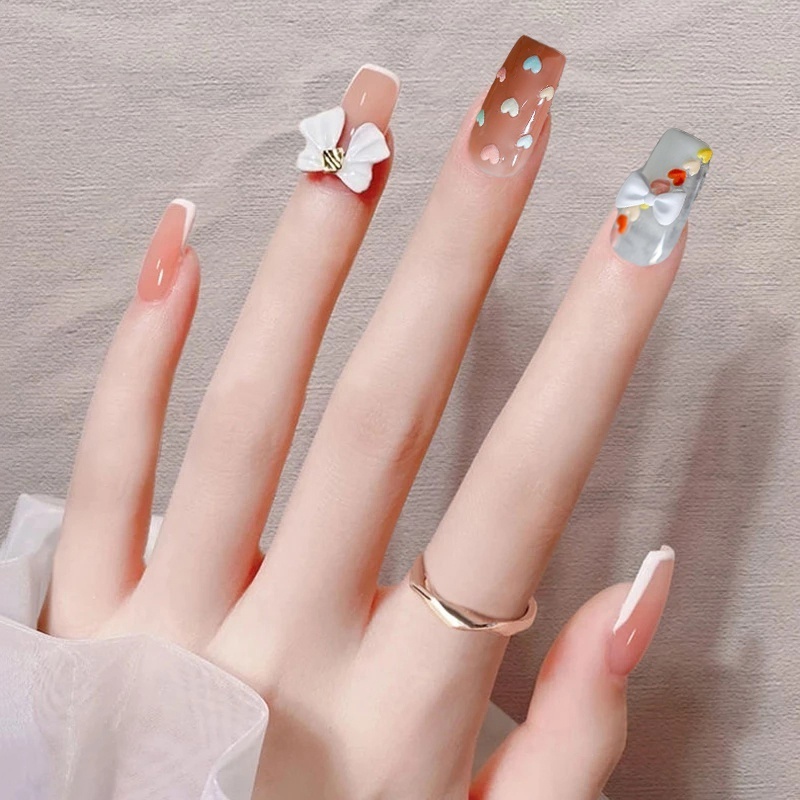 1pc Stiker Kuku Motif Hati Warna-Warni Untuk Dekorasi Nail Art