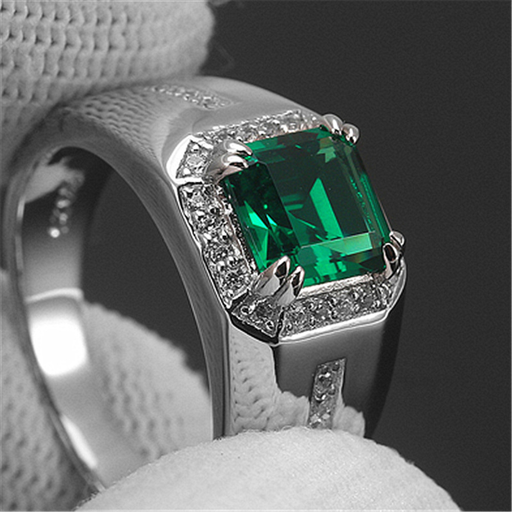 Cincin Berlian Zamrud Platinum Safir Perak Fashion Pria Wanita Kristal Rings