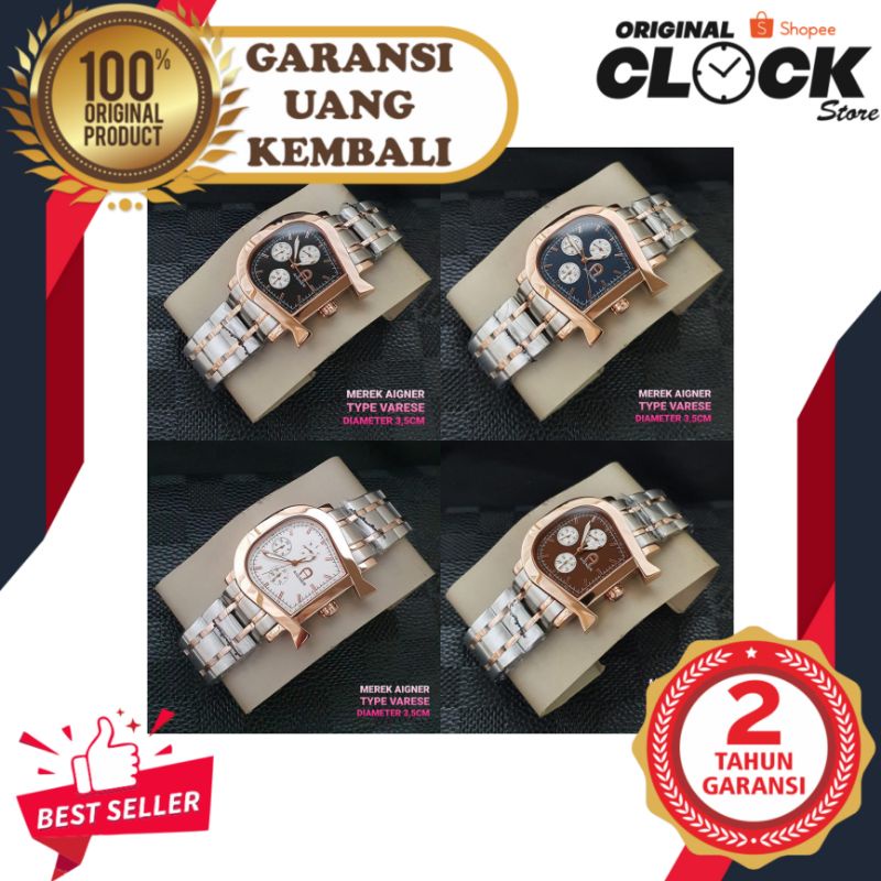 JAM TANGAN PRIA WANITA | RANTAI | KULIT | KARET | MURAH | - aigner varese strap all stainless steel 