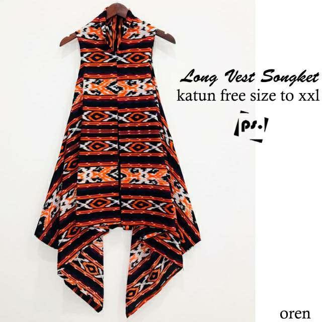 Vest Batik Motif Songket Aserehe Tl Outer Wanita Casual Formal Kondangan Kantoran Katun Halus