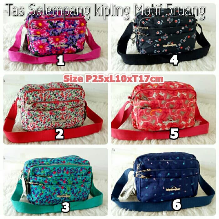 TERMURAAH, KP106M Tas Selempang Wanita Kipling Motif 5Ruang .