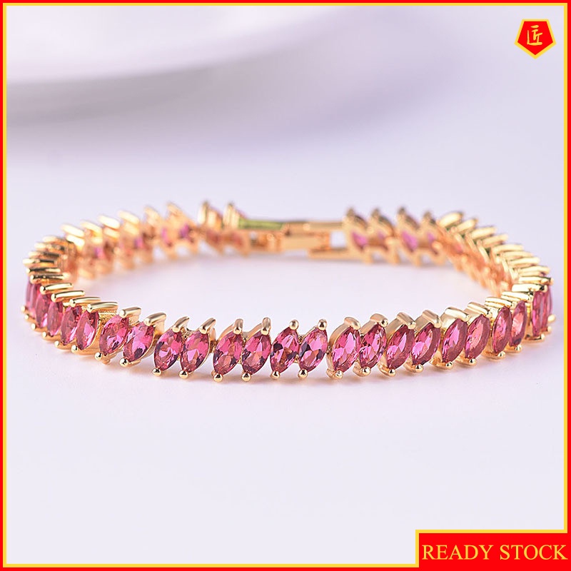 [Ready Stock]Fashion and Fully-Jewelled Ruby 18K Gold Bracelet