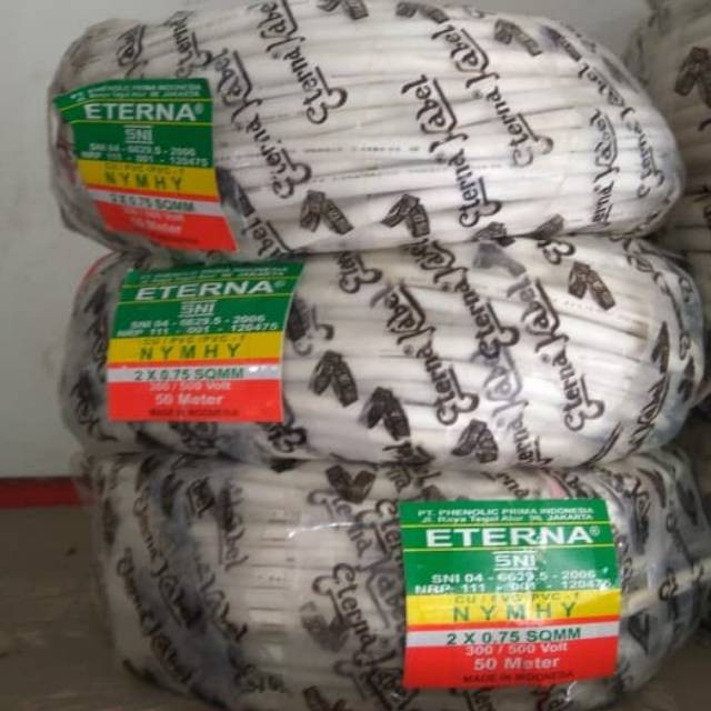 kabel eterna NYMHYO serabut 2x0.75 per roll