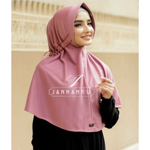 Jilbab Kaos Instan Pet Tali Serut | Hijab Pet Tali Serut Bahan Kaos | Kerudung Bergo Pet Tali Serut