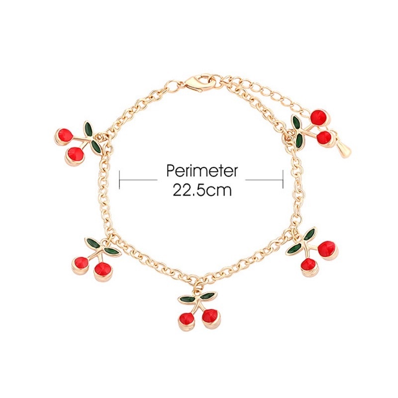 2020 Gelang Tangan Rantai Adjustable Dengan Liontin Buah Ceri Untuk Wanita