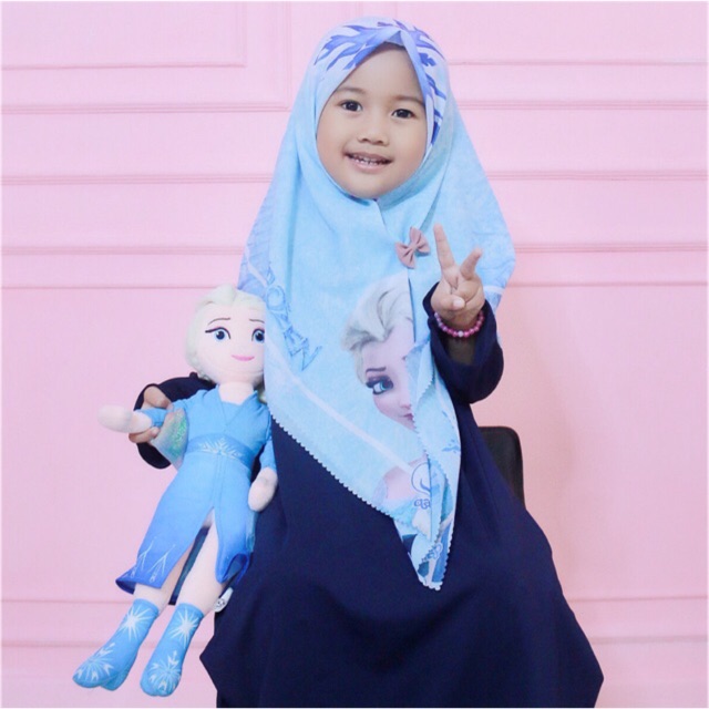 VOAL PRINTING ANAK MOTIF FROZEN / HIJAB ANAK KARAKTER FROZEN / JILBAB ANAK LUCU