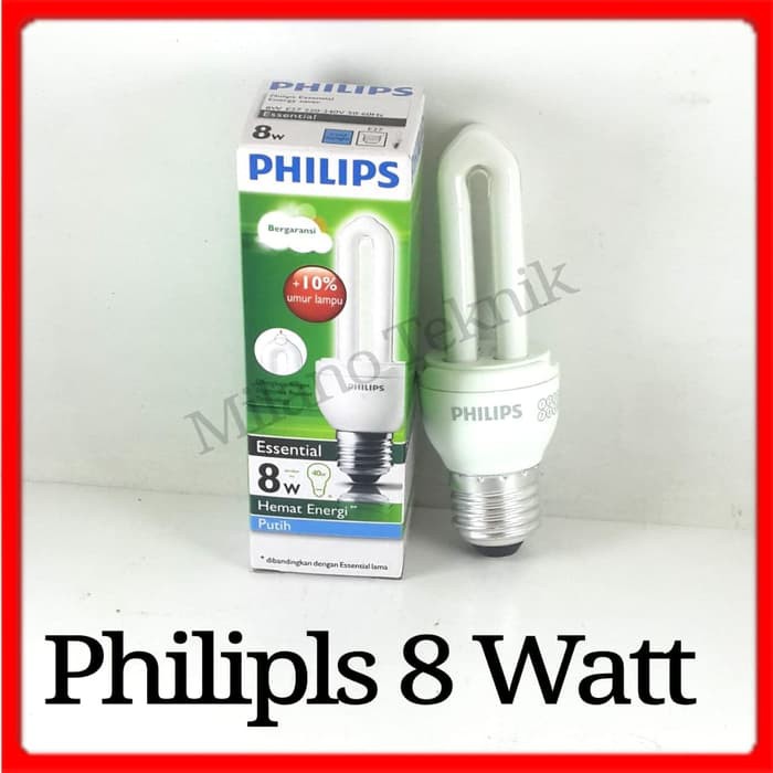 Bolam LAMPU PHILIPS ESSENTIAL 8 W Lampu 8watt Hemat Energi  bolam Philips Essential 8watt