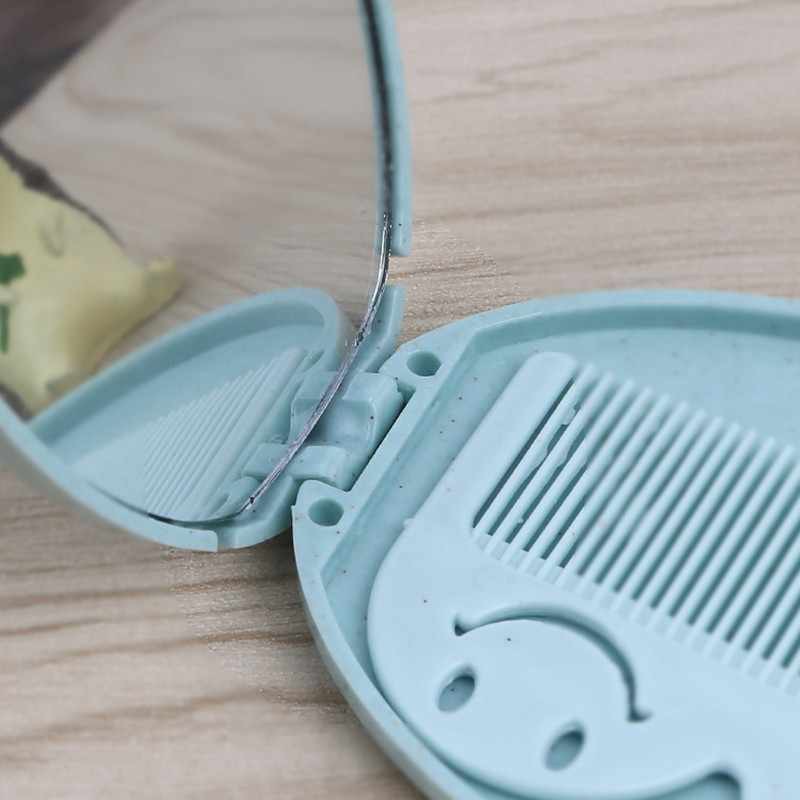 CERMIN LIPAT OVAL 2in1 - Cermin Saku Portable Mini + Sisir - Kaca Lipat Make Up Travel Aesthetic-3