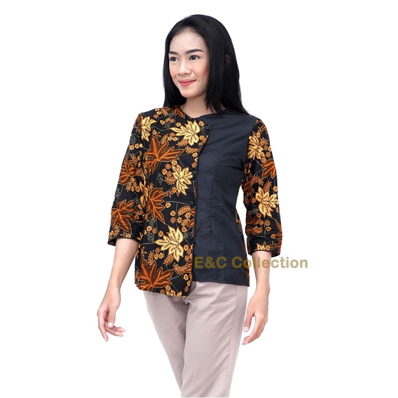 Atasan Batik Wanita Daun Mapple  - Blouse Batik Wanita - ukuran S-M-L-XL-XXL-3L-4L-5L-1