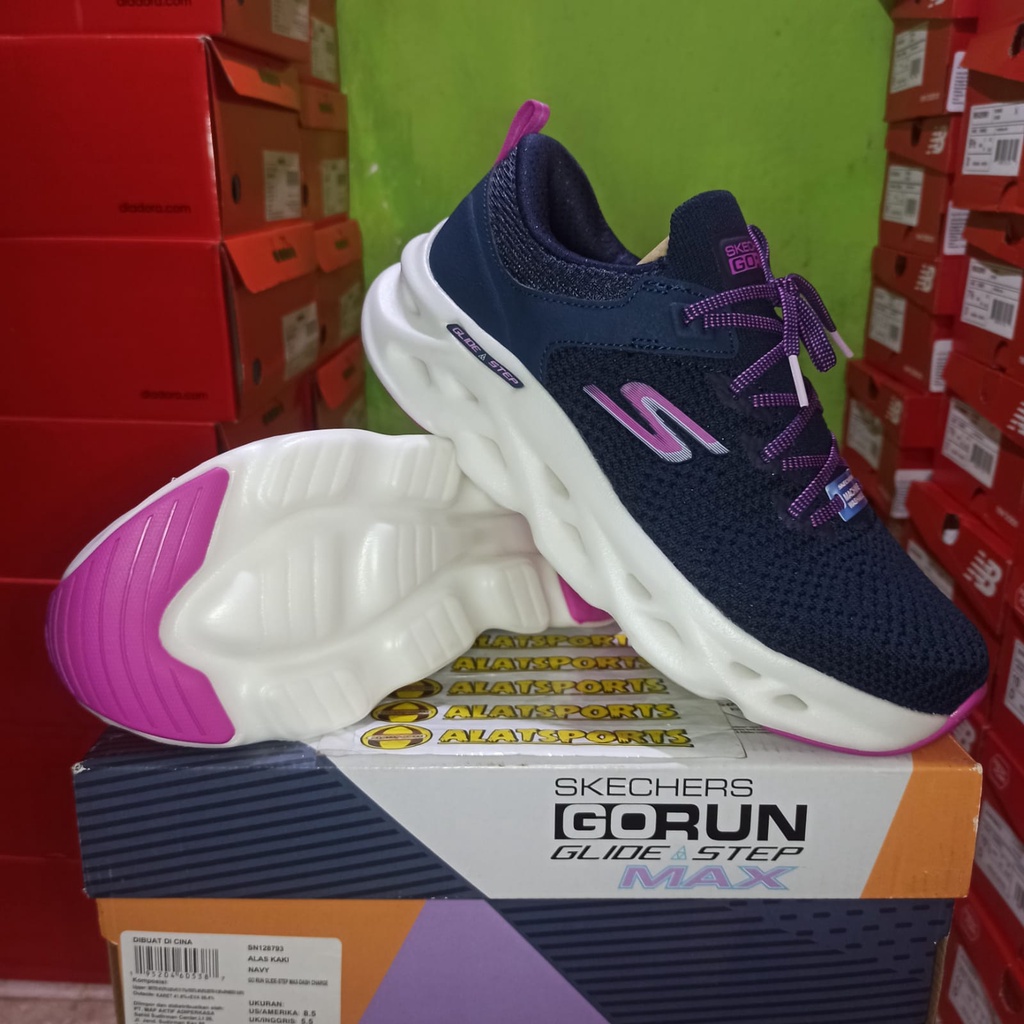 Skechers Go Run Glide Step Max 128793-NVY Sepatu Running Wanita ORIGINAL