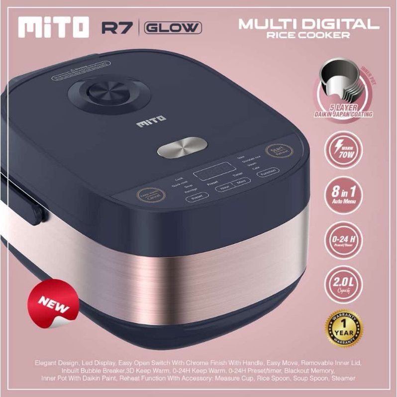 Penanak Nasi / Multi Digital Rice Cooker Mito R7 Glow 8in1 2L