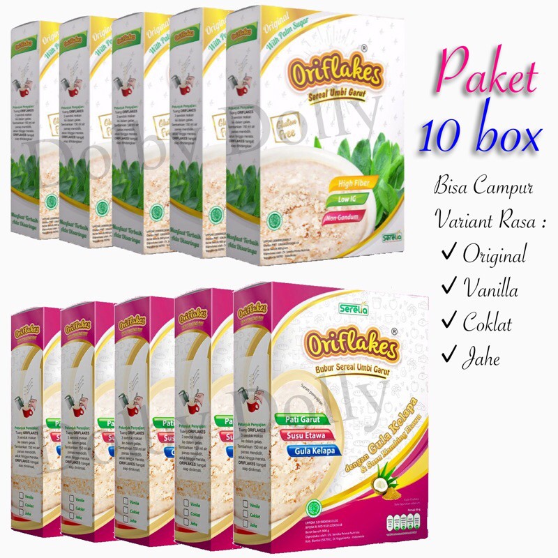 

( PROMO ) Oriflakes Sereal Umbi Garut Asam Lambung Maag 900 gram Paket 10 BOX - BISA COD