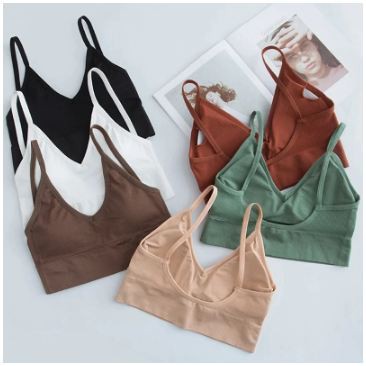 KINDSTORE❤ | [TRIANGLE-001] Bra Bentuk Dada U + Tali Belakang Stereotip Solid Color/Bra Olahraga Wanita Atasan Kebugaran Bra Yoga Mulus