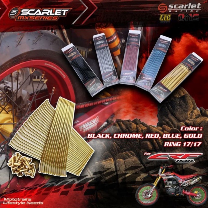 JARI JARI RUJI SUPERMOTO 17/17 HOLE 36 KLX 150 D TRACKER CRF 150 L SCARLET RACING