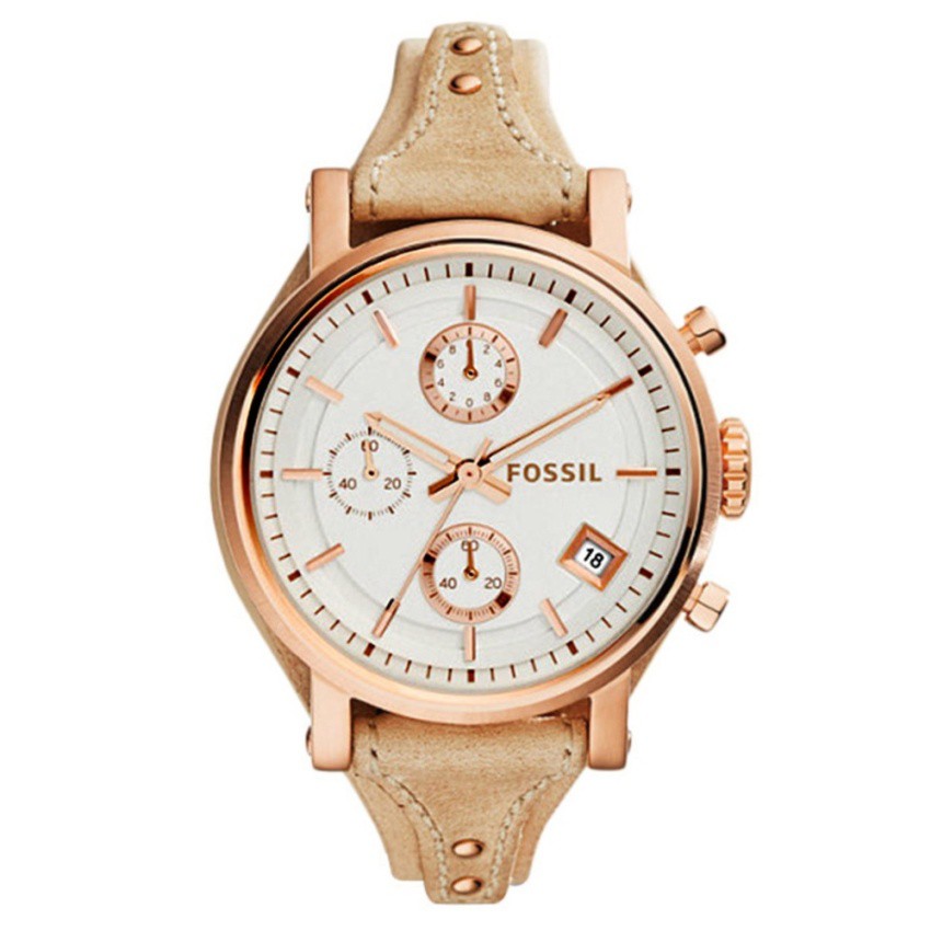 FOSSIL Boyfriend - Jam Tangan Wanita - Krem - Tali Kulit - ES3748