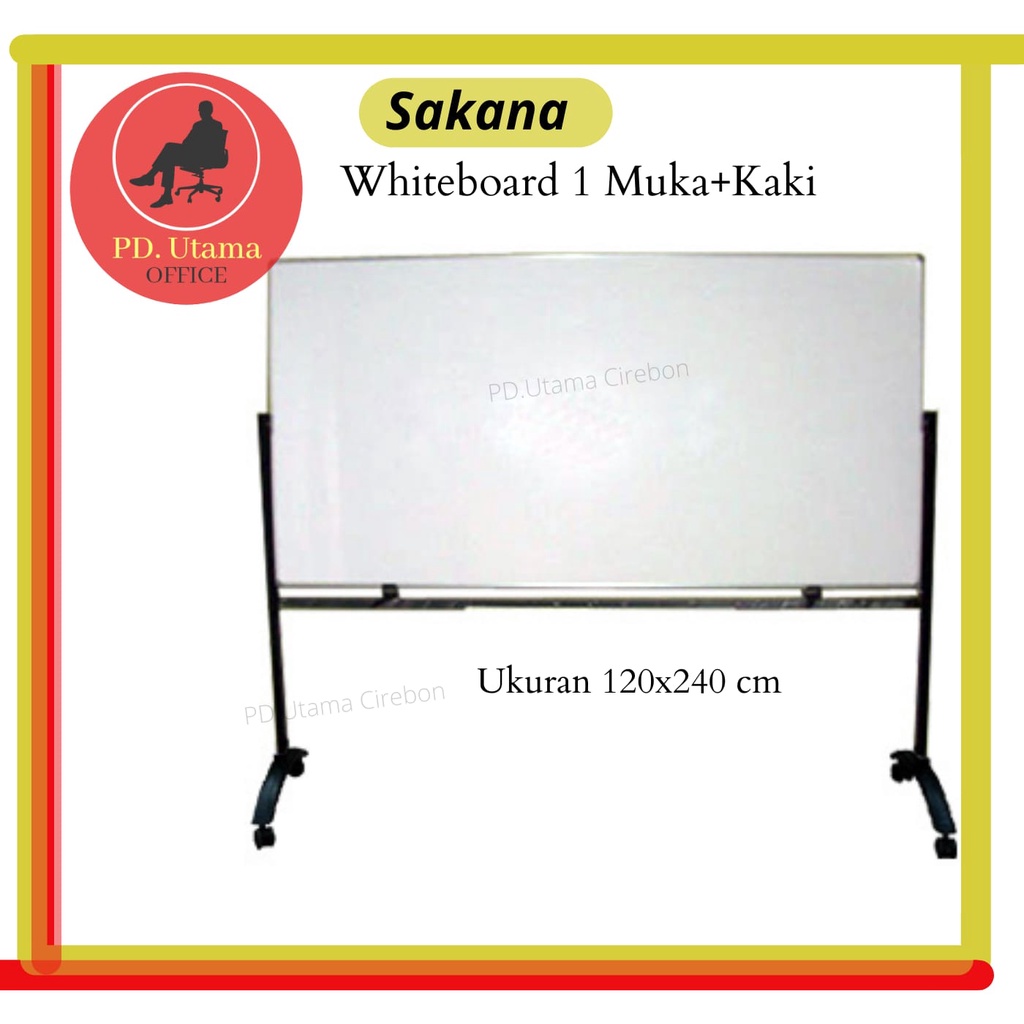 

Whiteboard Sakana 60x90 cm (2 Muka + Kaki) Papan Tulis Kantor/Sekolah